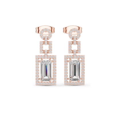 1.958 CT Lab Diamond Drop Earrings | VVS-VS EF Clarity | 18KT, 14KT, 10KT Gold & 925 Silver | Rose, Yellow, White Gold & Moissanite Options