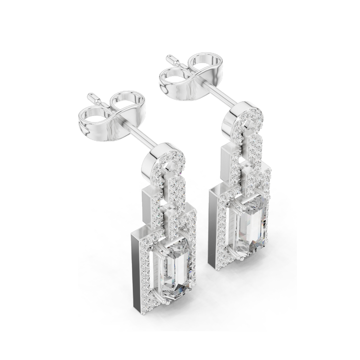 1.958 CT Lab Diamond Drop Earrings | VVS-VS EF Clarity | 18KT, 14KT, 10KT Gold & 925 Silver | Rose, Yellow, White Gold & Moissanite Options