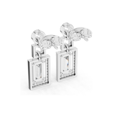 1.958 CT Lab Diamond Drop Earrings | VVS-VS EF Clarity | 18KT, 14KT, 10KT Gold & 925 Silver | Rose, Yellow, White Gold & Moissanite Options