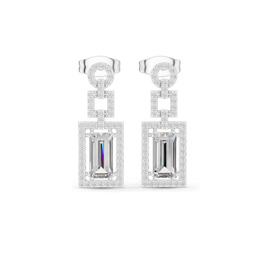 1.958 CT Lab Diamond Drop Earrings | VVS-VS EF Clarity | 18KT, 14KT, 10KT Gold & 925 Silver | Rose, Yellow, White Gold & Moissanite Options