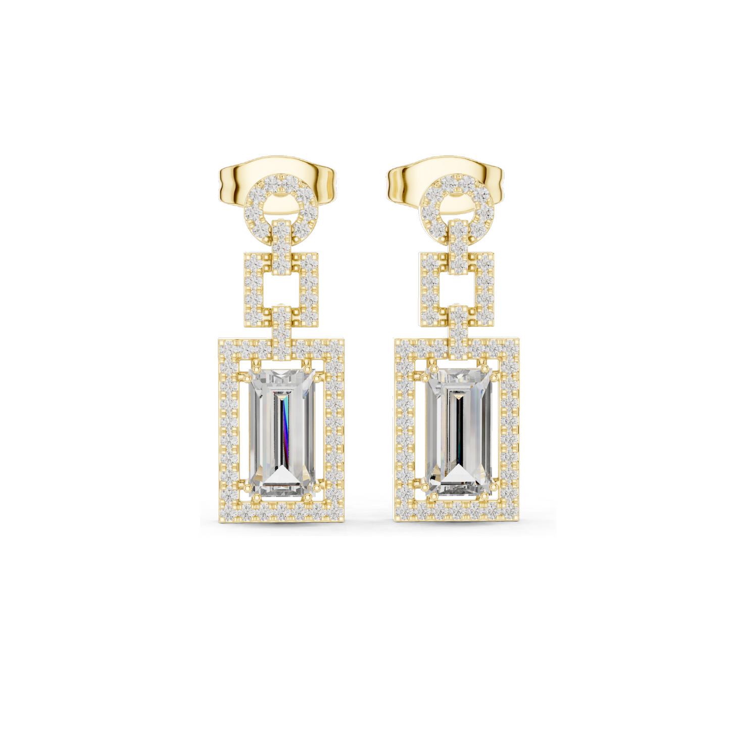 1.958 CT Lab Diamond Drop Earrings | VVS-VS EF Clarity | 18KT, 14KT, 10KT Gold & 925 Silver | Rose, Yellow, White Gold & Moissanite Options