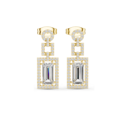 1.958 CT Lab Diamond Drop Earrings | VVS-VS EF Clarity | 18KT, 14KT, 10KT Gold & 925 Silver | Rose, Yellow, White Gold & Moissanite Options