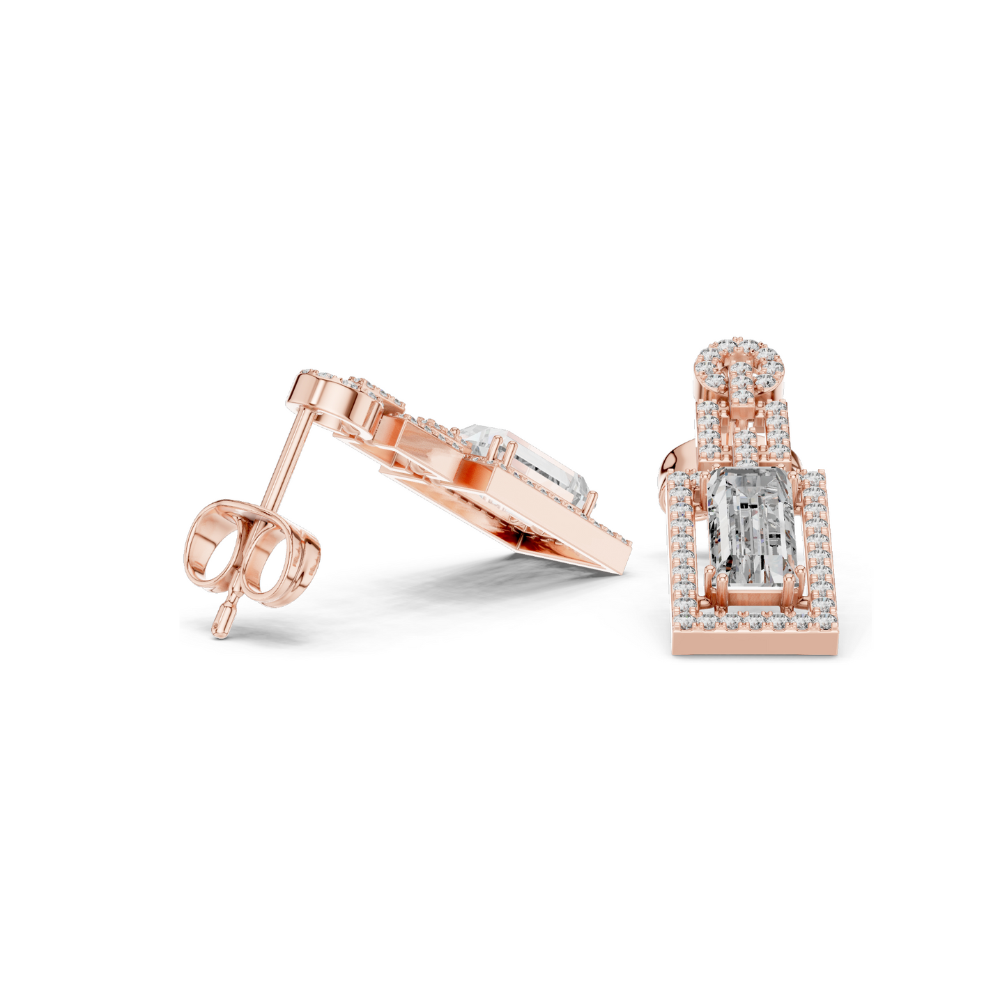 1.958 CT Lab Diamond Drop Earrings | VVS-VS EF Clarity | 18KT, 14KT, 10KT Gold & 925 Silver | Rose, Yellow, White Gold & Moissanite Options