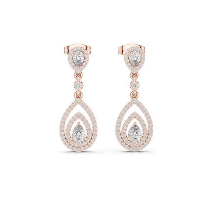 1.214 CT Lab Diamond Drop Earrings for Women | VVS-VS EF Clarity | 18KT, 14KT, 10KT Gold & 925 Silver | Rose, Yellow, White Gold & Moissanite Options