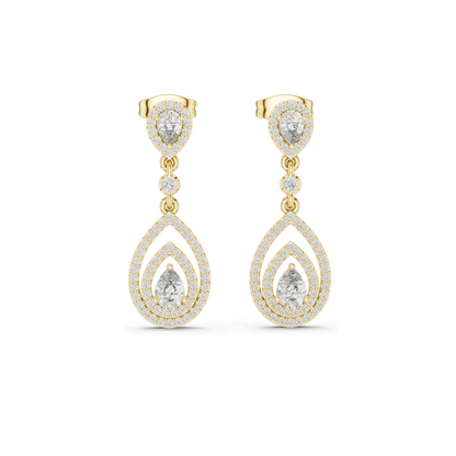 1.214 CT Lab Diamond Drop Earrings for Women | VVS-VS EF Clarity | 18KT, 14KT, 10KT Gold & 925 Silver | Rose, Yellow, White Gold & Moissanite Options