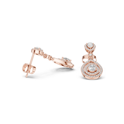 1.214 CT Lab Diamond Drop Earrings for Women | VVS-VS EF Clarity | 18KT, 14KT, 10KT Gold & 925 Silver | Rose, Yellow, White Gold & Moissanite Options
