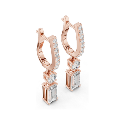 1.004 CT Lab Diamond Hoop Earrings for Women | VVS-VS EF Clarity | 18KT, 14KT, 10KT Gold & 925 Silver | Rose, Yellow, White Gold & Moissanite Options