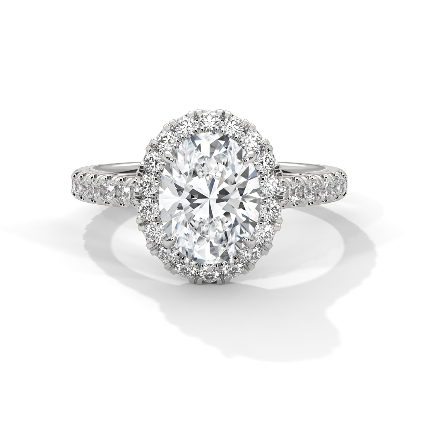 Oval Halo Lab Diamond Engagement Ring | 2ct VVS EF CVD Lab Diamond | Solid Gold Ring | Hidden Halo Ring | Yellow, Rose & White Gold Options