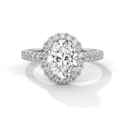 Oval Halo Lab Diamond Engagement Ring | 2ct VVS EF CVD Lab Diamond | Solid Gold Ring | Hidden Halo Ring | Yellow, Rose & White Gold Options