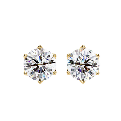 1.50ct Lab Diamond Solitaire Stud Earrings in 10K 14K 18K Gold or 925 Silver | Classic 6-Prong Setting | Dainty Luxury Jewelry Gift for Her