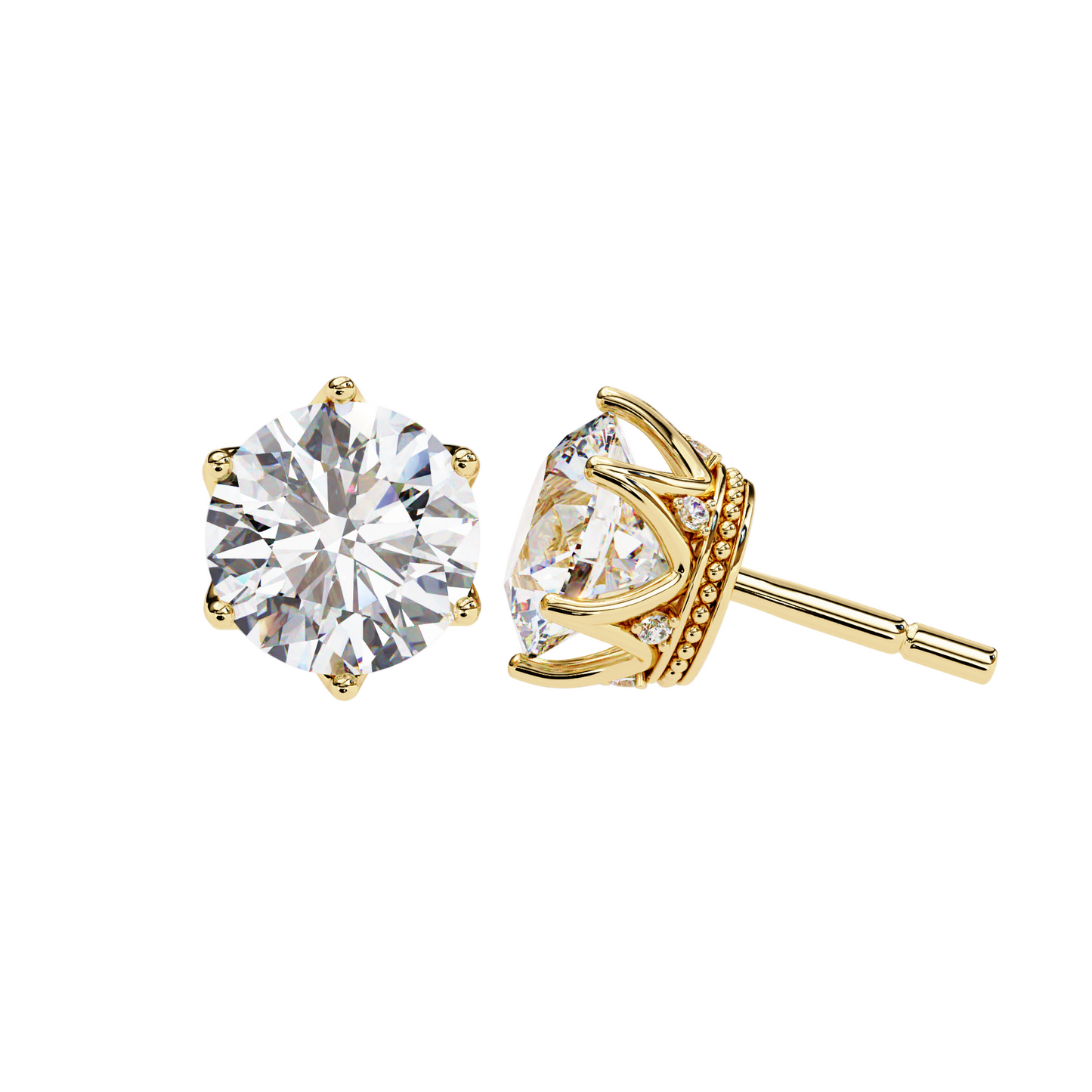 1.50ct Lab Diamond Solitaire Stud Earrings in 10K 14K 18K Gold or 925 Silver | Classic 6-Prong Setting | Dainty Luxury Jewelry Gift for Her