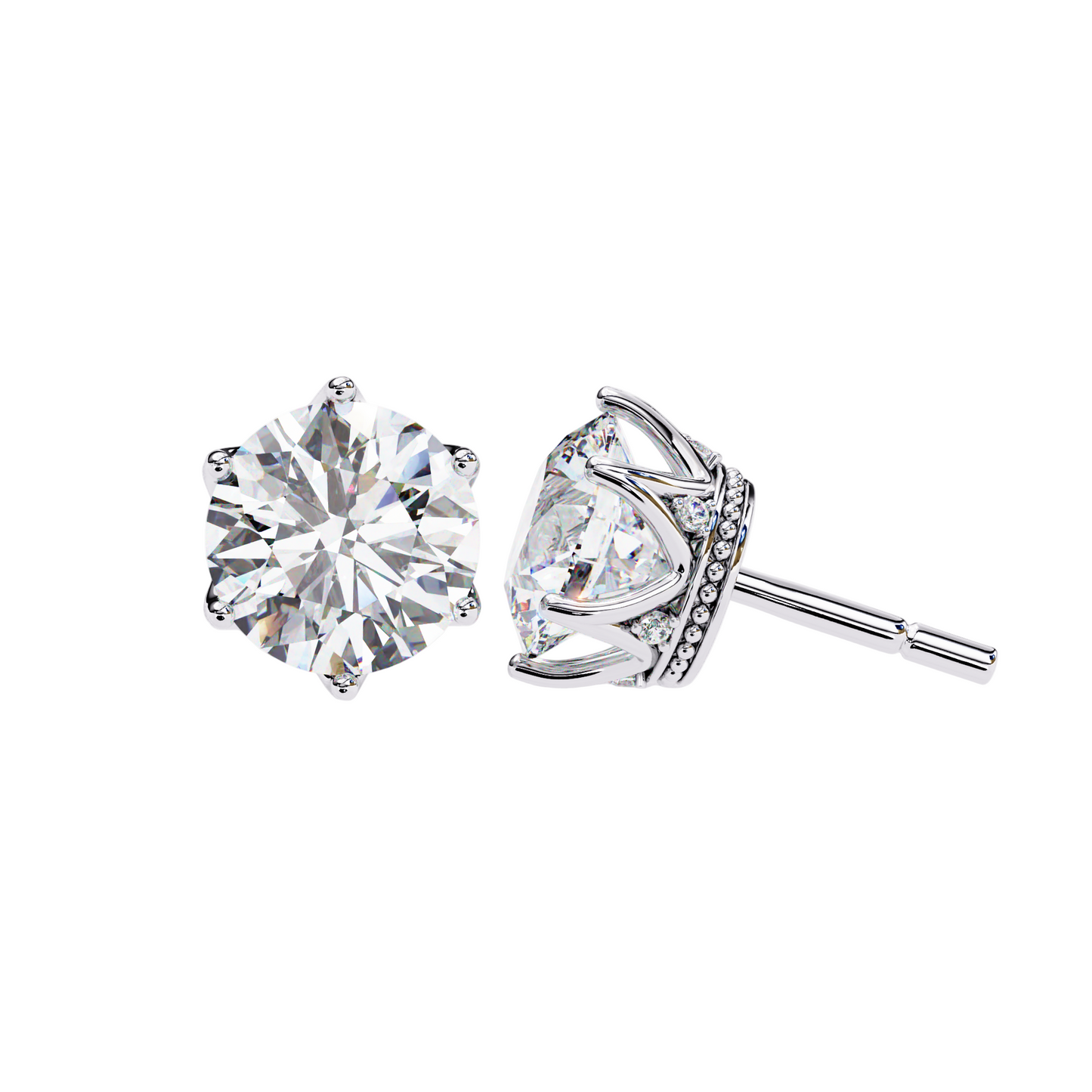 1.50ct Lab Diamond Solitaire Stud Earrings in 10K 14K 18K Gold or 925 Silver | Classic 6-Prong Setting | Dainty Luxury Jewelry Gift for Her