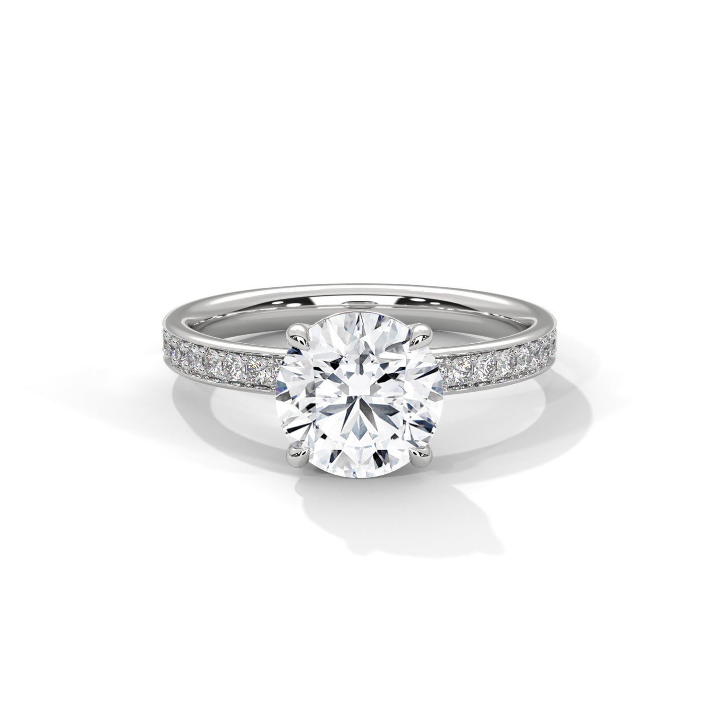 1ct Lab Diamond Engagement Ring | Round Cut Solitaire with Side Stones | 14K 18K 10K Gold & 925 Silver | Dainty Sparkle Ring | Maz Jewels