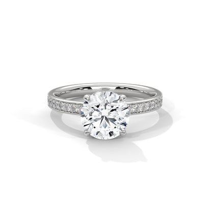 1ct Lab Diamond Engagement Ring | Round Cut Solitaire with Side Stones | 14K 18K 10K Gold & 925 Silver | Dainty Sparkle Ring | Maz Jewels