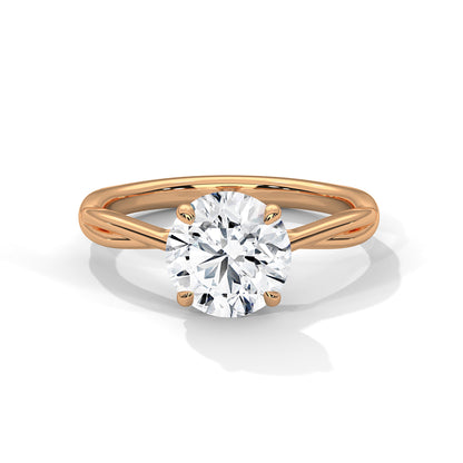Classic Round Cut Solitaire Engagement Ring | 2ct Lab Diamond Ring in Yellow, White & Rose Gold | Dainty Twisted Shank Promise Ring