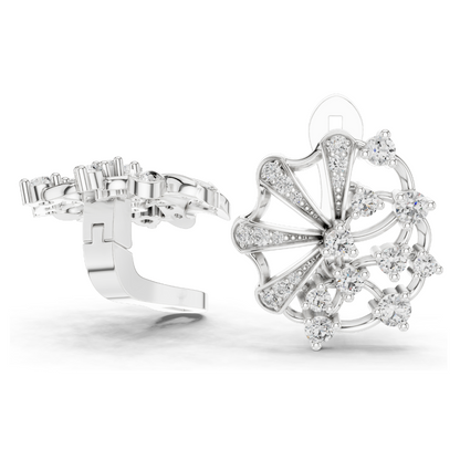 0.774 CT Lab-Grown Diamond Fan Earrings | Round Brilliant Cut | 10KT, 14KT, 18KT Gold & 925 Silver | Rose, Yellow, White Gold | Luxury Fine Jewelry