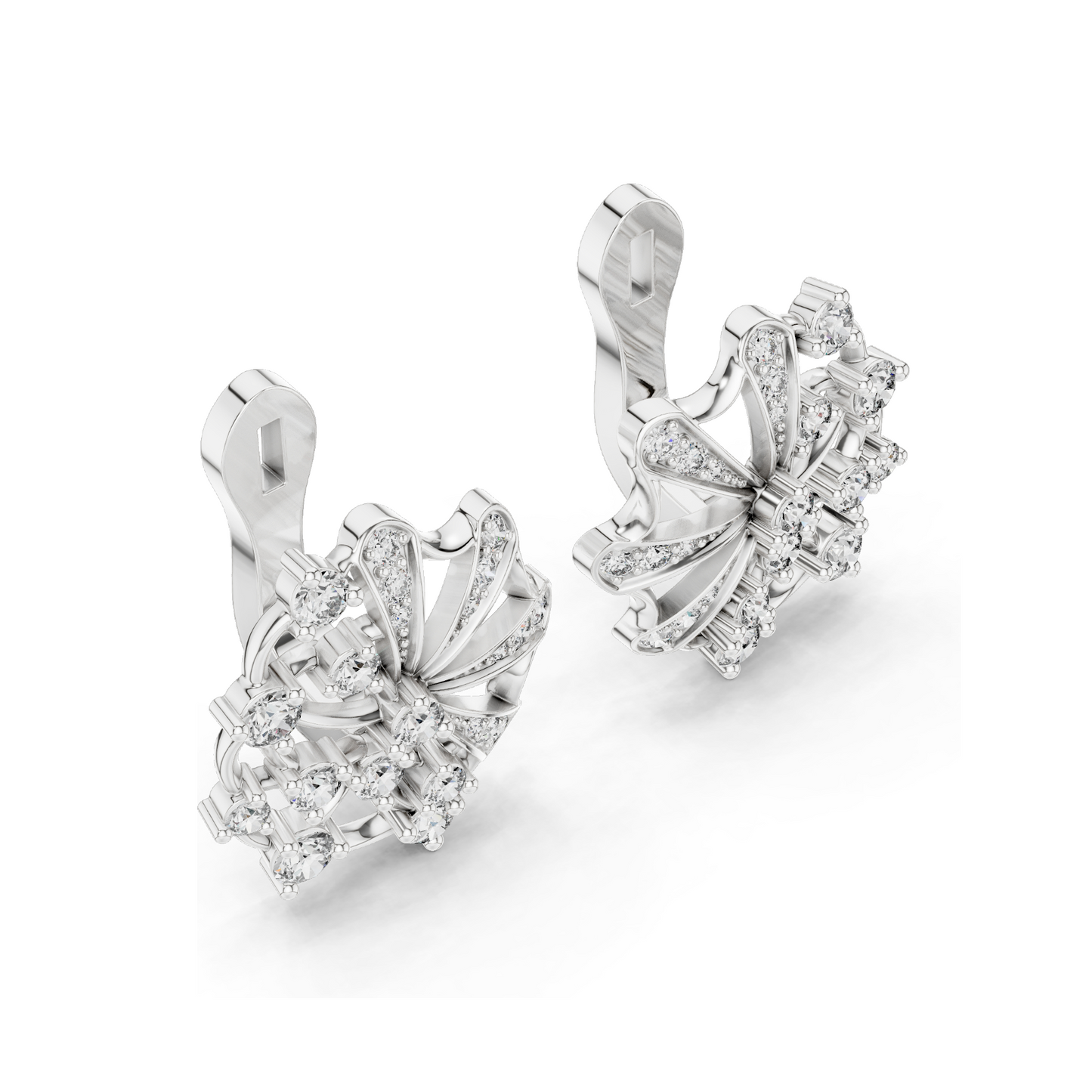 0.774 CT Lab-Grown Diamond Fan Earrings | Round Brilliant Cut | 10KT, 14KT, 18KT Gold & 925 Silver | Rose, Yellow, White Gold | Luxury Fine Jewelry
