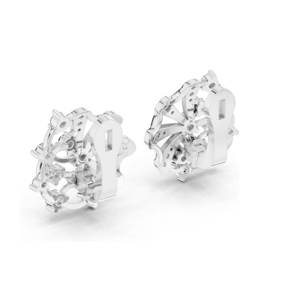 0.774 CT Lab-Grown Diamond Fan Earrings | Round Brilliant Cut | 10KT, 14KT, 18KT Gold & 925 Silver | Rose, Yellow, White Gold | Luxury Fine Jewelry