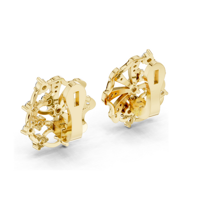 0.774 CT Lab-Grown Diamond Fan Earrings | Round Brilliant Cut | 10KT, 14KT, 18KT Gold & 925 Silver | Rose, Yellow, White Gold | Luxury Fine Jewelry