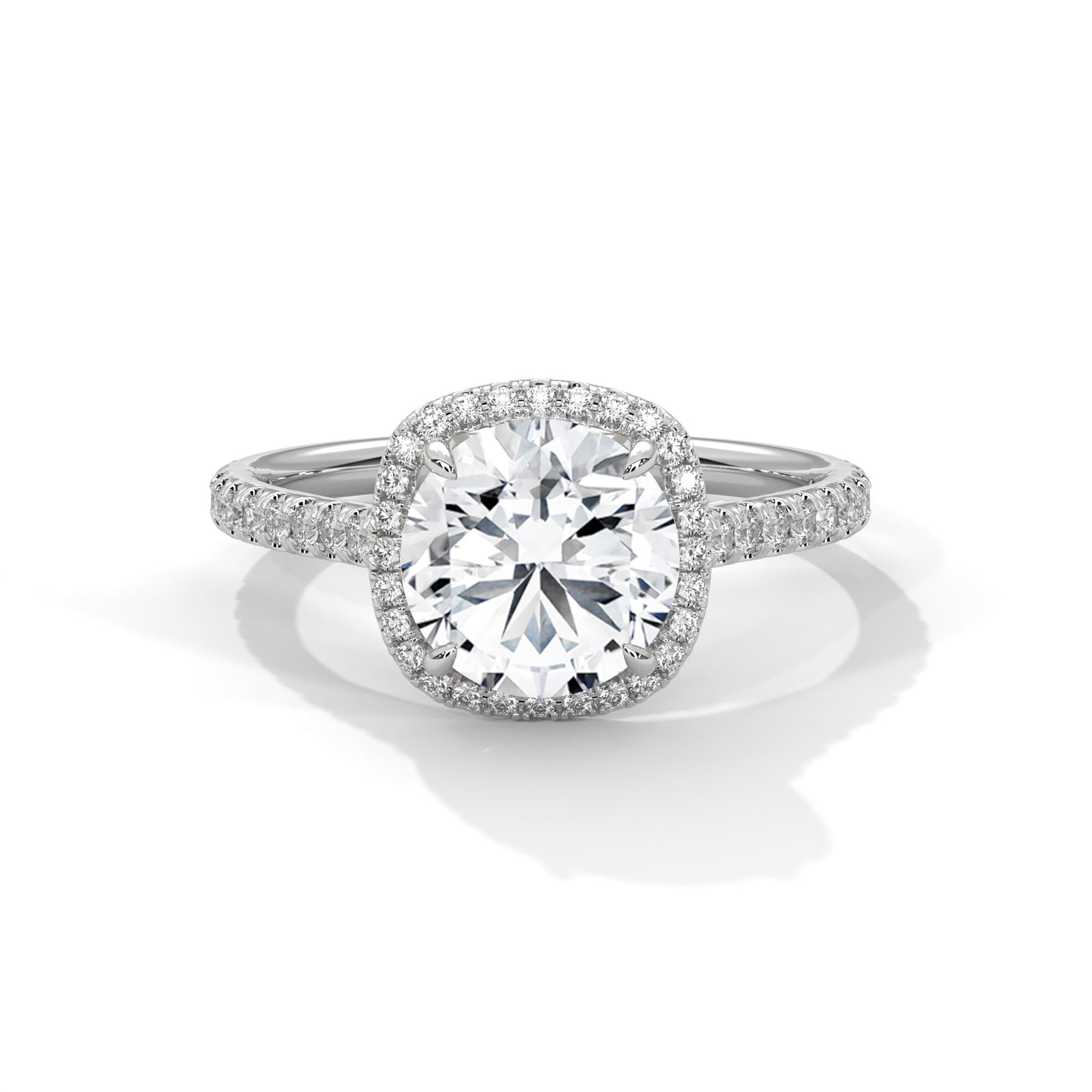 2CT Lab Grown Diamond Halo Engagement Ring | VVS Clarity | 14K/18K Yellow Rose White Gold | Round Cut Cushion Halo | Customizable Ring