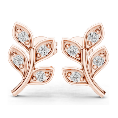 0.28ct VVS-VS EF CVD Diamond Leaf Earrings | 18KT, 14KT, 10KT Gold & 925 Silver | Moissanite Options | Rose, Yellow, White Gold | Luxury Fine Jewelry