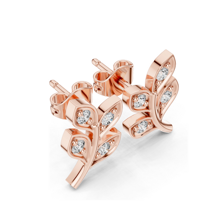 0.28ct VVS-VS EF CVD Diamond Leaf Earrings | 18KT, 14KT, 10KT Gold & 925 Silver | Moissanite Options | Rose, Yellow, White Gold | Luxury Fine Jewelry