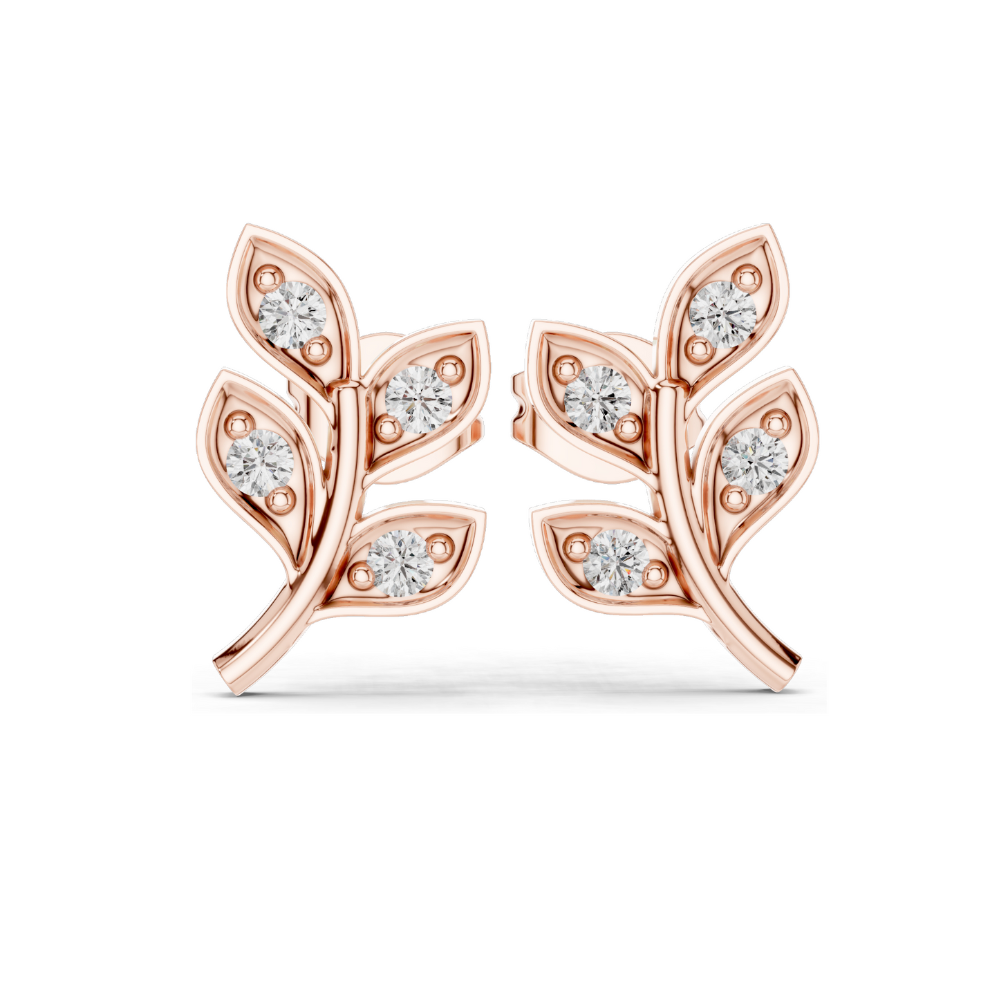 0.28ct VVS-VS EF CVD Diamond Leaf Earrings | 18KT, 14KT, 10KT Gold & 925 Silver | Moissanite Options | Rose, Yellow, White Gold | Luxury Fine Jewelry