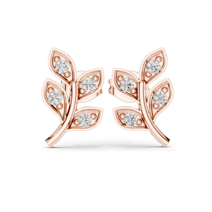 0.28ct VVS-VS EF CVD Diamond Leaf Earrings | 18KT, 14KT, 10KT Gold & 925 Silver | Moissanite Options | Rose, Yellow, White Gold | Luxury Fine Jewelry