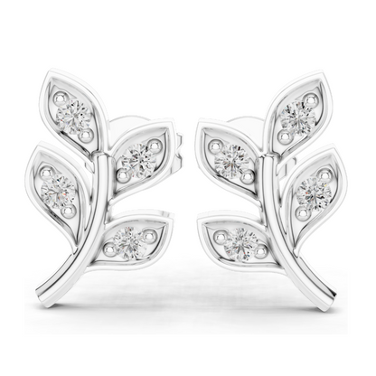 0.28ct VVS-VS EF CVD Diamond Leaf Earrings | 18KT, 14KT, 10KT Gold & 925 Silver | Moissanite Options | Rose, Yellow, White Gold | Luxury Fine Jewelry