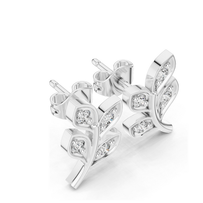 0.28ct VVS-VS EF CVD Diamond Leaf Earrings | 18KT, 14KT, 10KT Gold & 925 Silver | Moissanite Options | Rose, Yellow, White Gold | Luxury Fine Jewelry