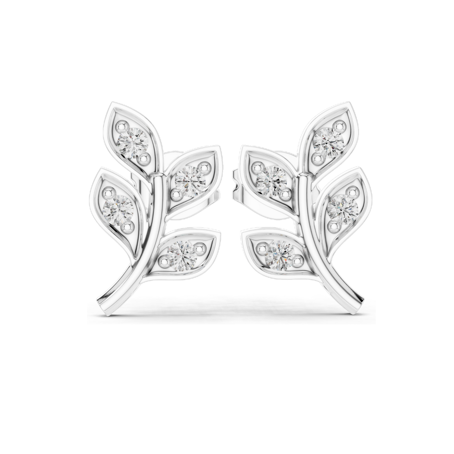 0.28ct VVS-VS EF CVD Diamond Leaf Earrings | 18KT, 14KT, 10KT Gold & 925 Silver | Moissanite Options | Rose, Yellow, White Gold | Luxury Fine Jewelry