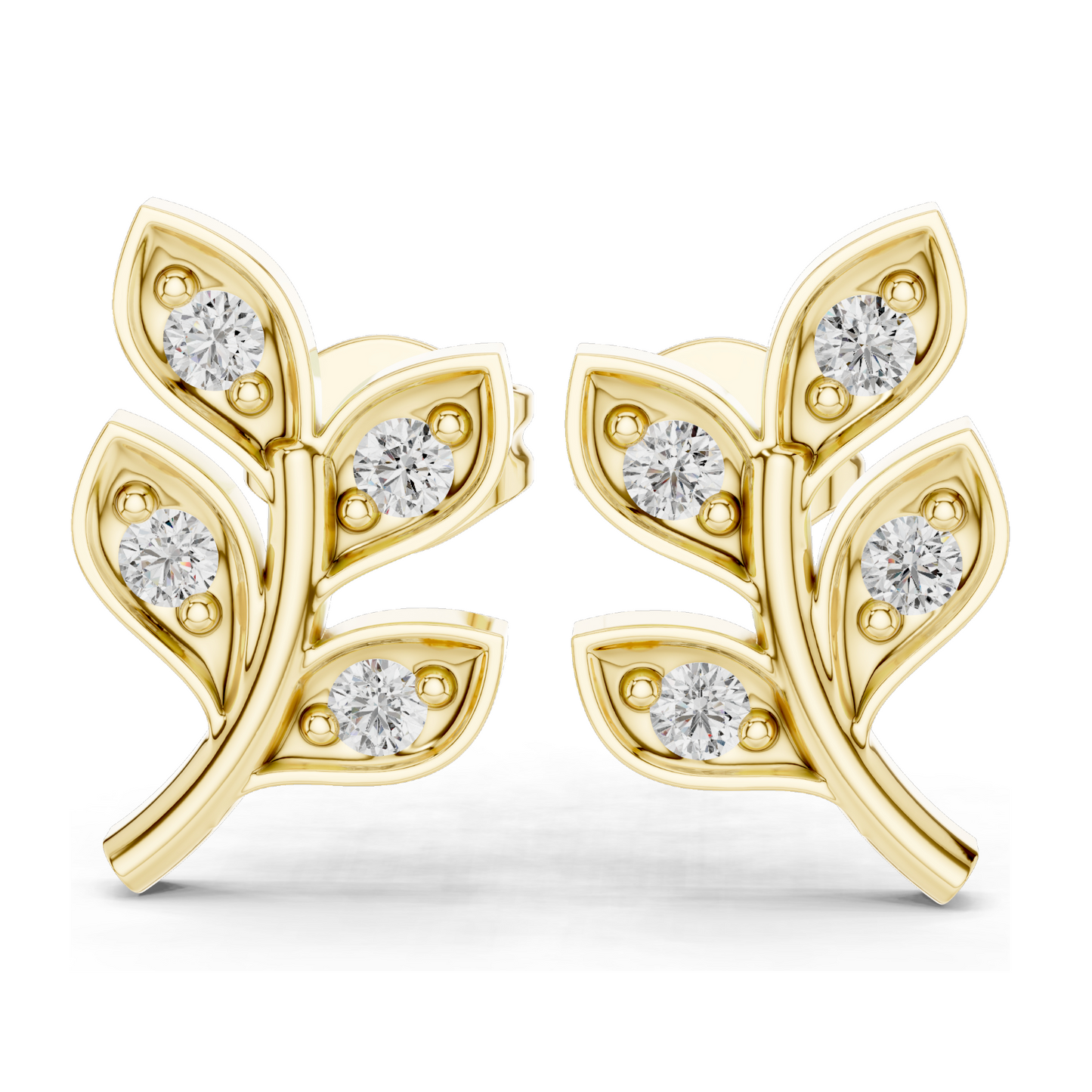 0.28ct VVS-VS EF CVD Diamond Leaf Earrings | 18KT, 14KT, 10KT Gold & 925 Silver | Moissanite Options | Rose, Yellow, White Gold | Luxury Fine Jewelry