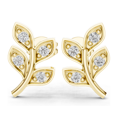 0.28ct VVS-VS EF CVD Diamond Leaf Earrings | 18KT, 14KT, 10KT Gold & 925 Silver | Moissanite Options | Rose, Yellow, White Gold | Luxury Fine Jewelry