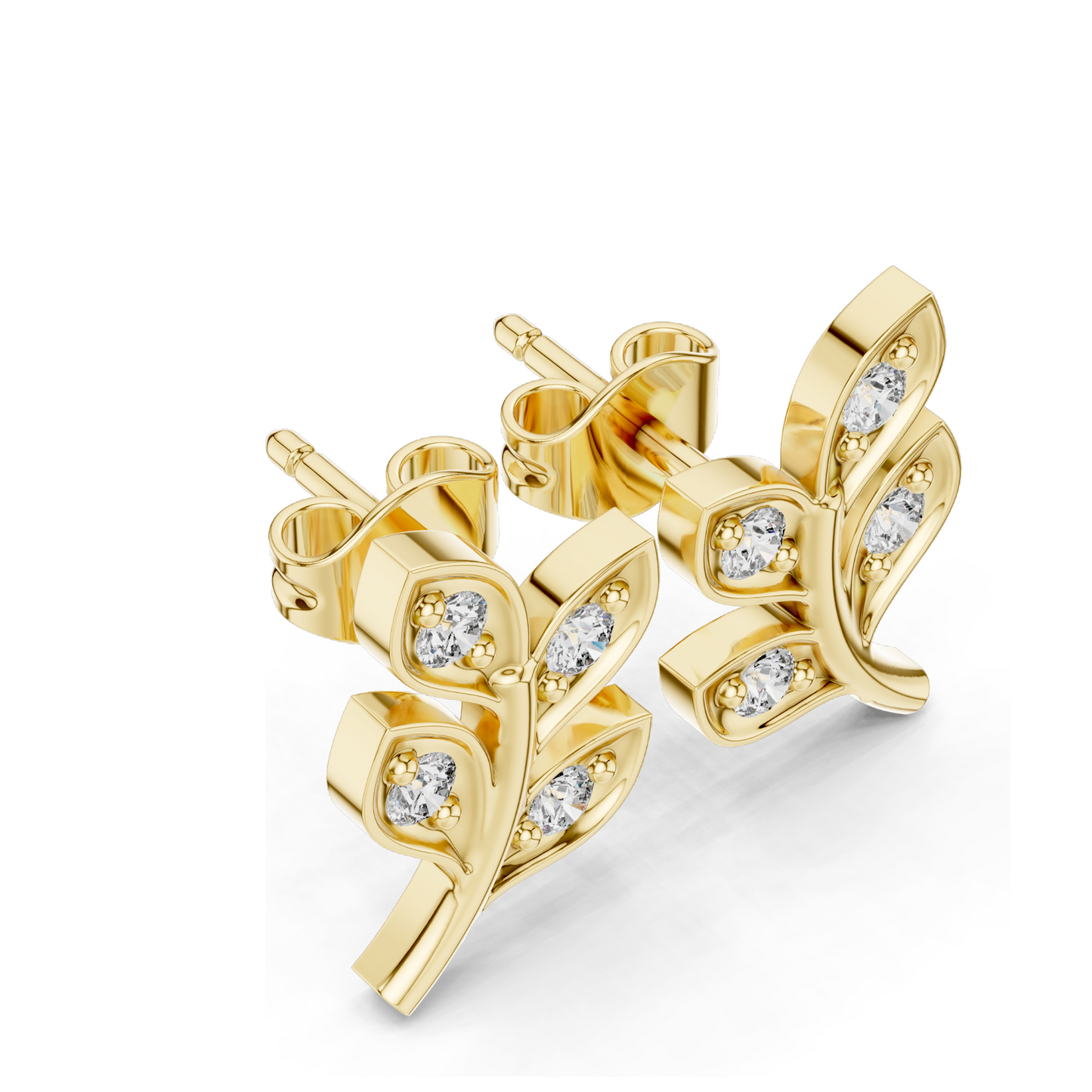 0.28ct VVS-VS EF CVD Diamond Leaf Earrings | 18KT, 14KT, 10KT Gold & 925 Silver | Moissanite Options | Rose, Yellow, White Gold | Luxury Fine Jewelry