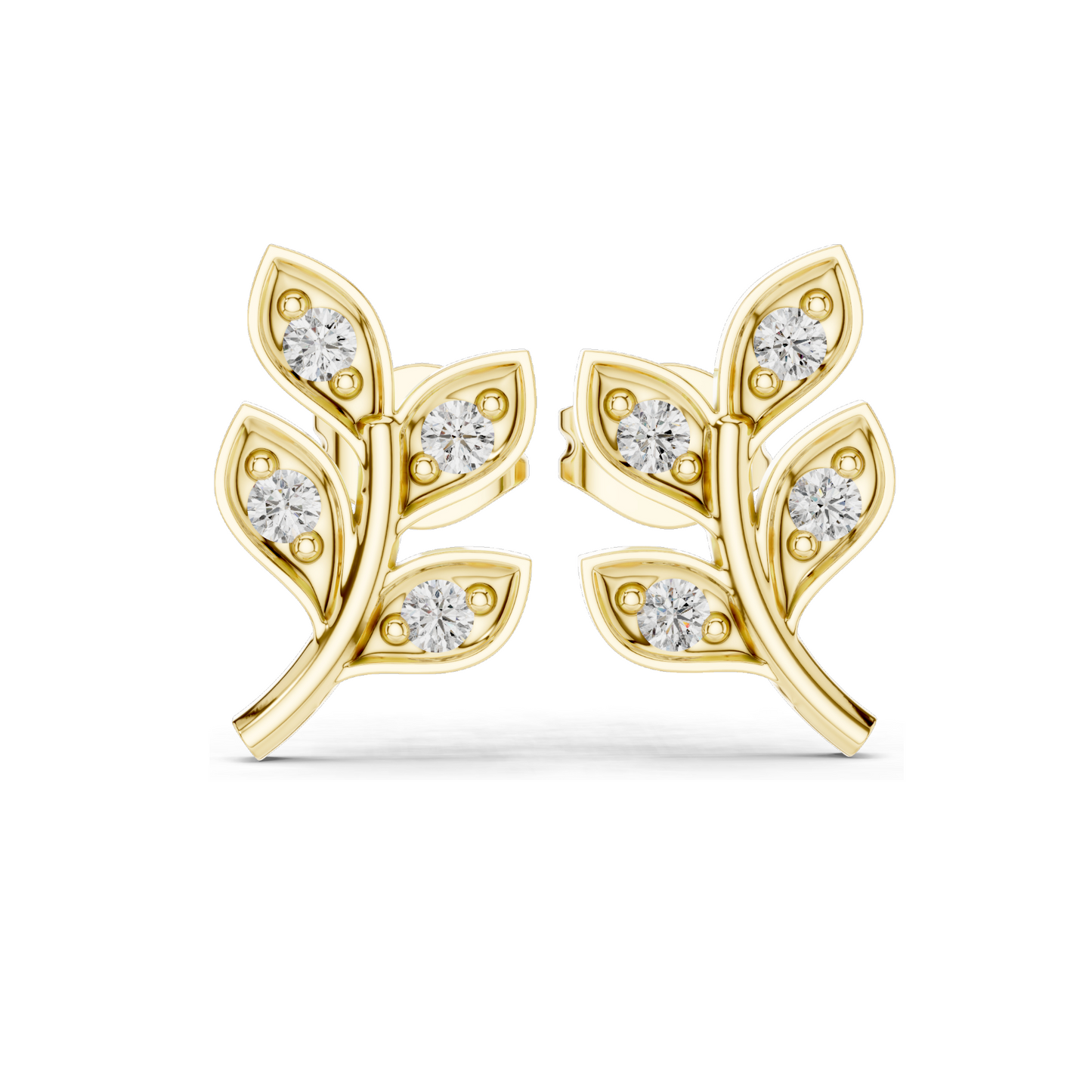 0.28ct VVS-VS EF CVD Diamond Leaf Earrings | 18KT, 14KT, 10KT Gold & 925 Silver | Moissanite Options | Rose, Yellow, White Gold | Luxury Fine Jewelry