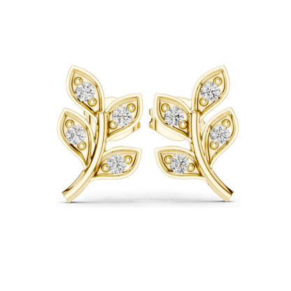 0.28ct VVS-VS EF CVD Diamond Leaf Earrings | 18KT, 14KT, 10KT Gold & 925 Silver | Moissanite Options | Rose, Yellow, White Gold | Luxury Fine Jewelry