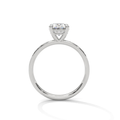 Oval Lab Diamond Engagement Ring | Pave Band Solitaire Ring in 10K 14K 18K Gold & 925 Silver | Oval Cut Promise Ring | Maz Jewels