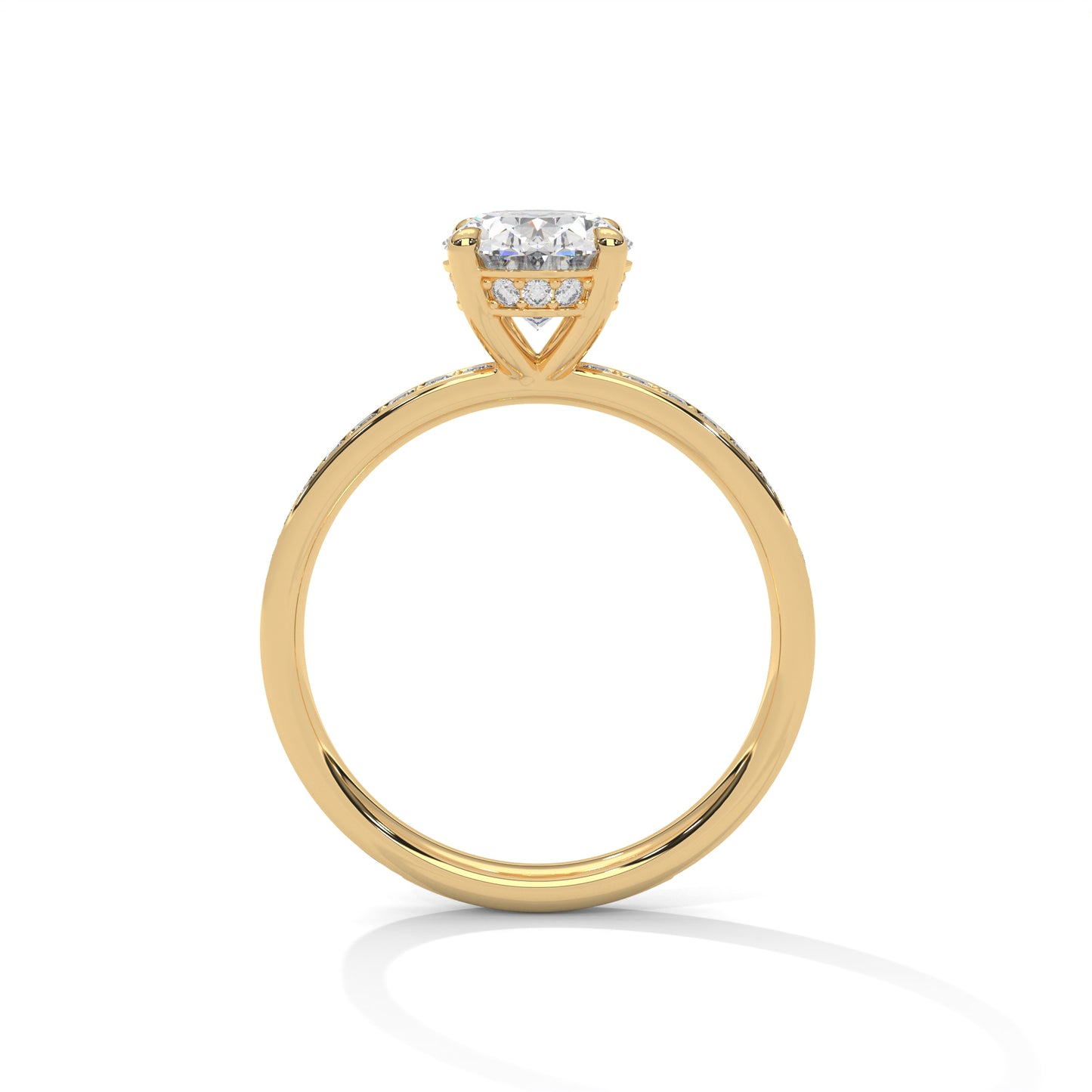 Oval Lab Diamond Engagement Ring | Pave Band Solitaire Ring in 10K 14K 18K Gold & 925 Silver | Oval Cut Promise Ring | Maz Jewels