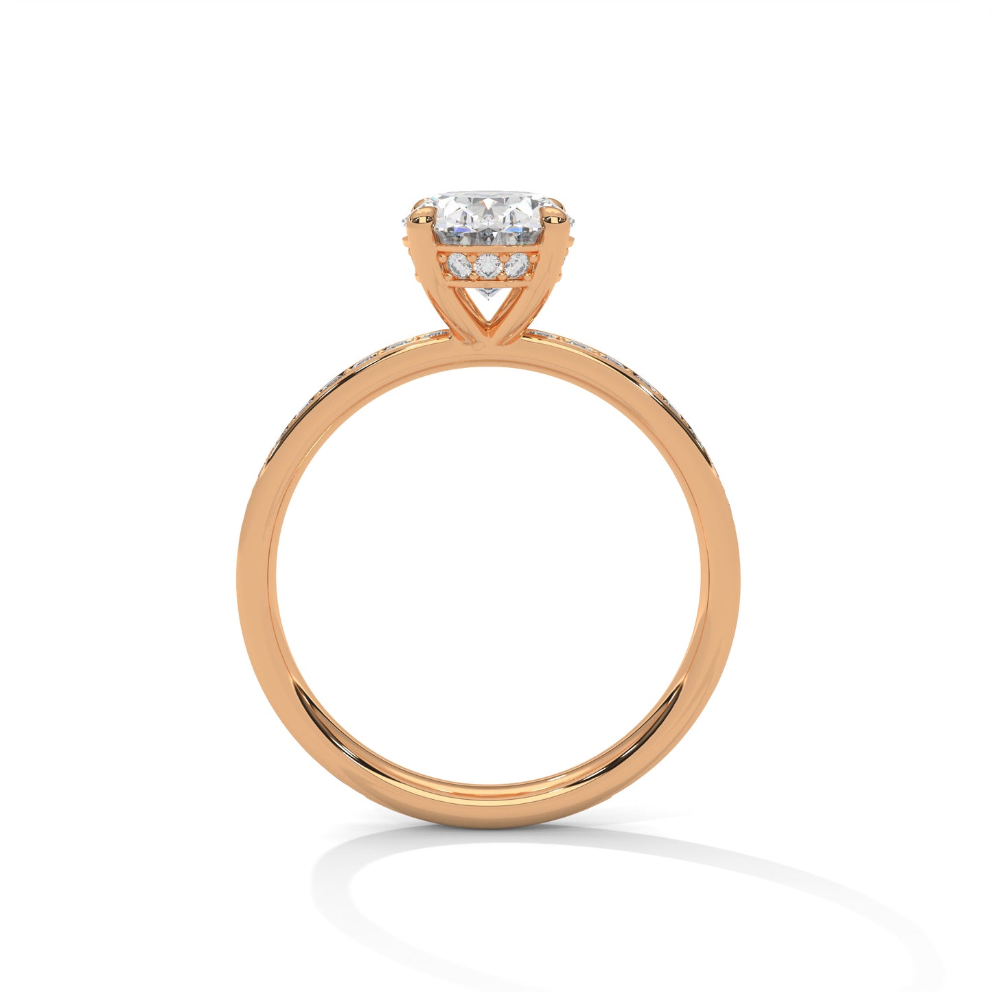 Oval Lab Diamond Engagement Ring | Pave Band Solitaire Ring in 10K 14K 18K Gold & 925 Silver | Oval Cut Promise Ring | Maz Jewels