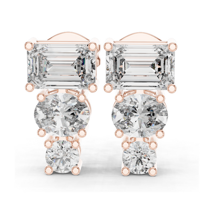 0.22 CT Lab-Created VVS-VS-EF CVD Diamond Earrings | Round Brilliant & Emerald Cut | 10KT, 14KT, 18KT Gold & 925 Silver | Rose, Yellow, White Gold | Moissanite Option