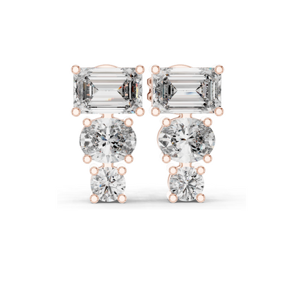 0.22 CT Lab-Created VVS-VS-EF CVD Diamond Earrings | Round Brilliant & Emerald Cut | 10KT, 14KT, 18KT Gold & 925 Silver | Rose, Yellow, White Gold | Moissanite Option