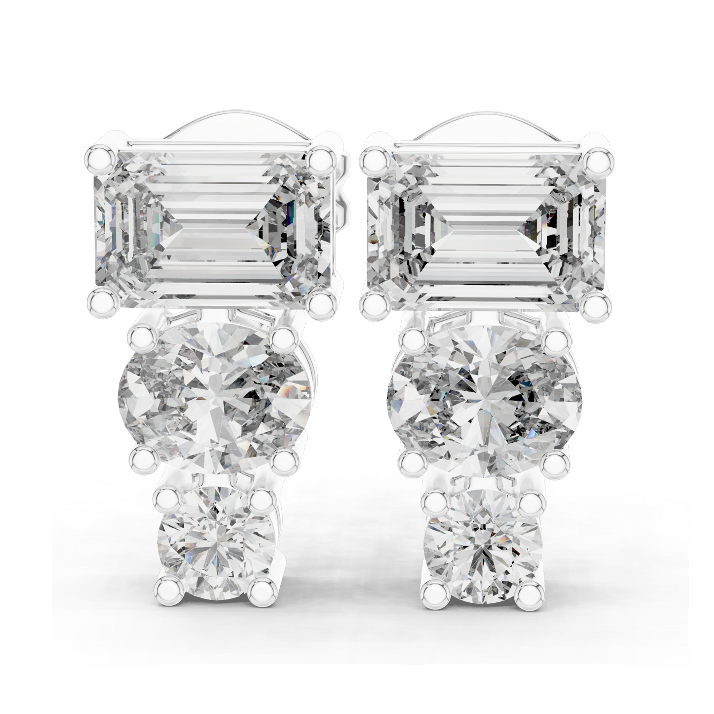 0.22 CT Lab-Created VVS-VS-EF CVD Diamond Earrings | Round Brilliant & Emerald Cut | 10KT, 14KT, 18KT Gold & 925 Silver | Rose, Yellow, White Gold | Moissanite Option