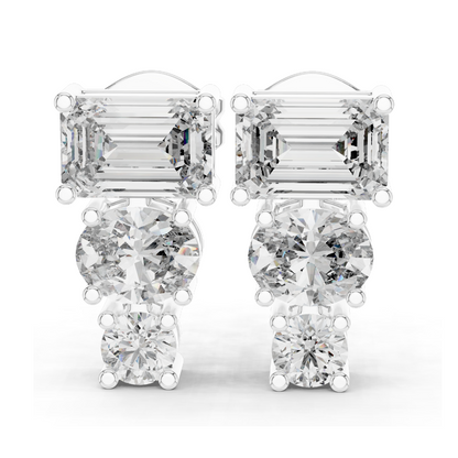 0.22 CT Lab-Created VVS-VS-EF CVD Diamond Earrings | Round Brilliant & Emerald Cut | 10KT, 14KT, 18KT Gold & 925 Silver | Rose, Yellow, White Gold | Moissanite Option