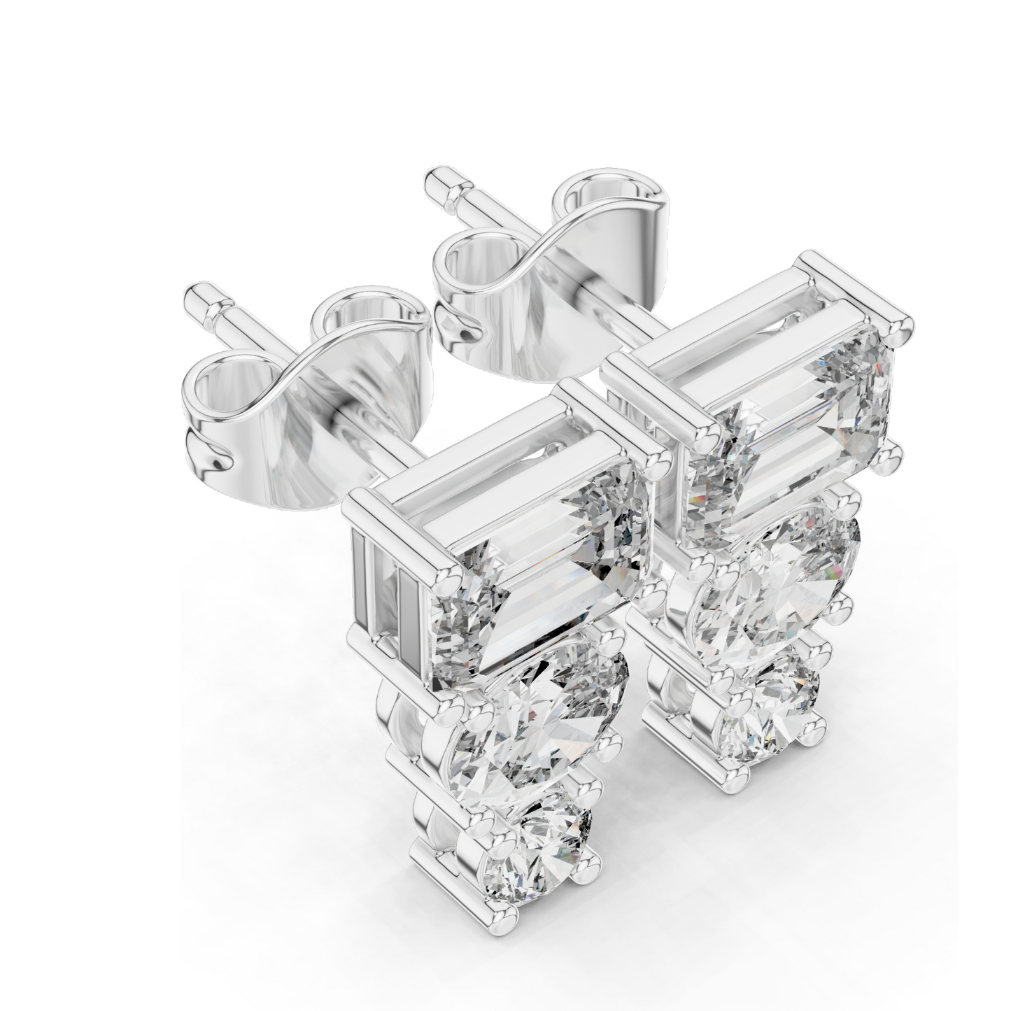 0.22 CT Lab-Created VVS-VS-EF CVD Diamond Earrings | Round Brilliant & Emerald Cut | 10KT, 14KT, 18KT Gold & 925 Silver | Rose, Yellow, White Gold | Moissanite Option