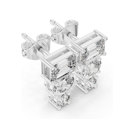 0.22 CT Lab-Created VVS-VS-EF CVD Diamond Earrings | Round Brilliant & Emerald Cut | 10KT, 14KT, 18KT Gold & 925 Silver | Rose, Yellow, White Gold | Moissanite Option