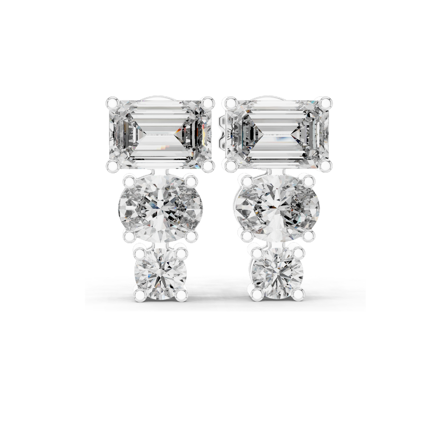 0.22 CT Lab-Created VVS-VS-EF CVD Diamond Earrings | Round Brilliant & Emerald Cut | 10KT, 14KT, 18KT Gold & 925 Silver | Rose, Yellow, White Gold | Moissanite Option