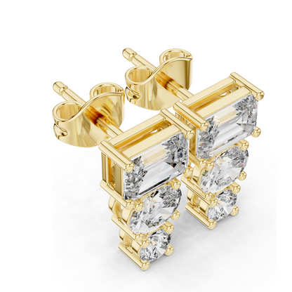 0.22 CT Lab-Created VVS-VS-EF CVD Diamond Earrings | Round Brilliant & Emerald Cut | 10KT, 14KT, 18KT Gold & 925 Silver | Rose, Yellow, White Gold | Moissanite Option