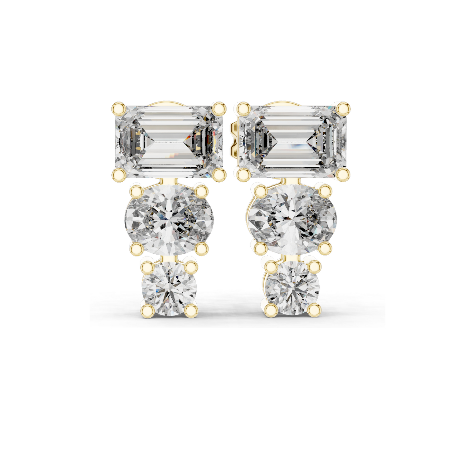 0.22 CT Lab-Created VVS-VS-EF CVD Diamond Earrings | Round Brilliant & Emerald Cut | 10KT, 14KT, 18KT Gold & 925 Silver | Rose, Yellow, White Gold | Moissanite Option