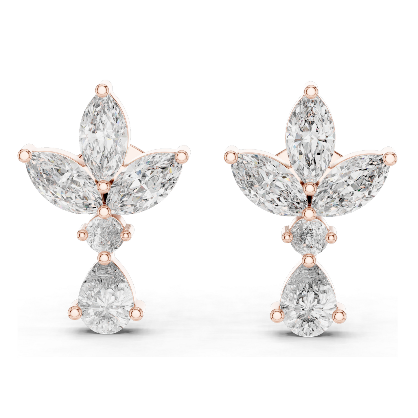 1.346 CT Lab Diamond Earrings | VVS-VS-EF CVD Diamonds | 18KT, 14KT, 10KT Gold & 925 Silver | Rose, Yellow, White Gold | Moissanite Options