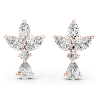 1.346 CT Lab Diamond Earrings | VVS-VS-EF CVD Diamonds | 18KT, 14KT, 10KT Gold & 925 Silver | Rose, Yellow, White Gold | Moissanite Options